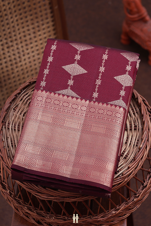 Kanchipuram Silk Saree In Brown With Zari Design