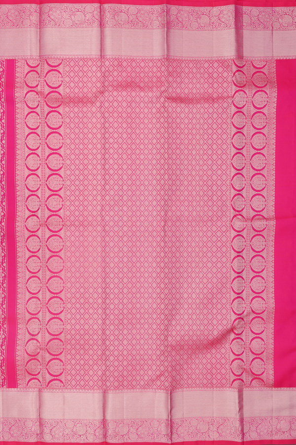 Kanchipuram Silk Saree In Rani Pink With Brocade Design