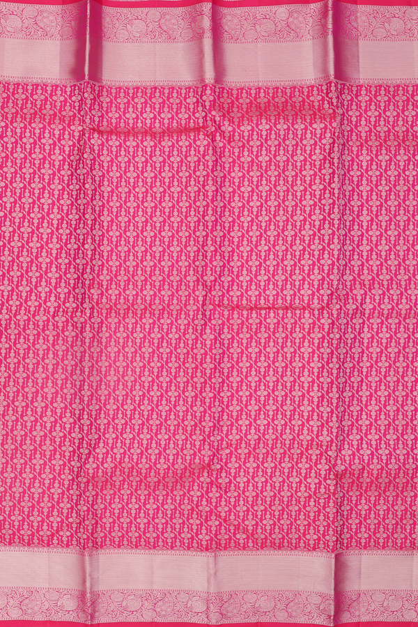 Kanchipuram Silk Saree In Rani Pink With Brocade Design