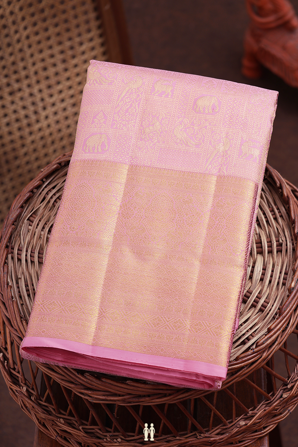 Kanchipuram Silk Saree In Pink With Brocade Design