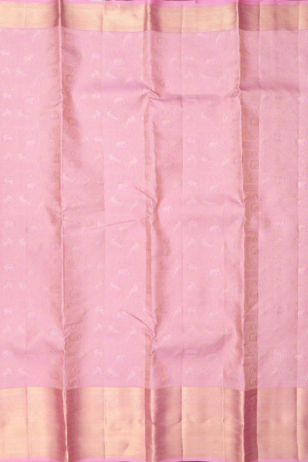Kanchipuram Silk Saree In Pink With Brocade Design