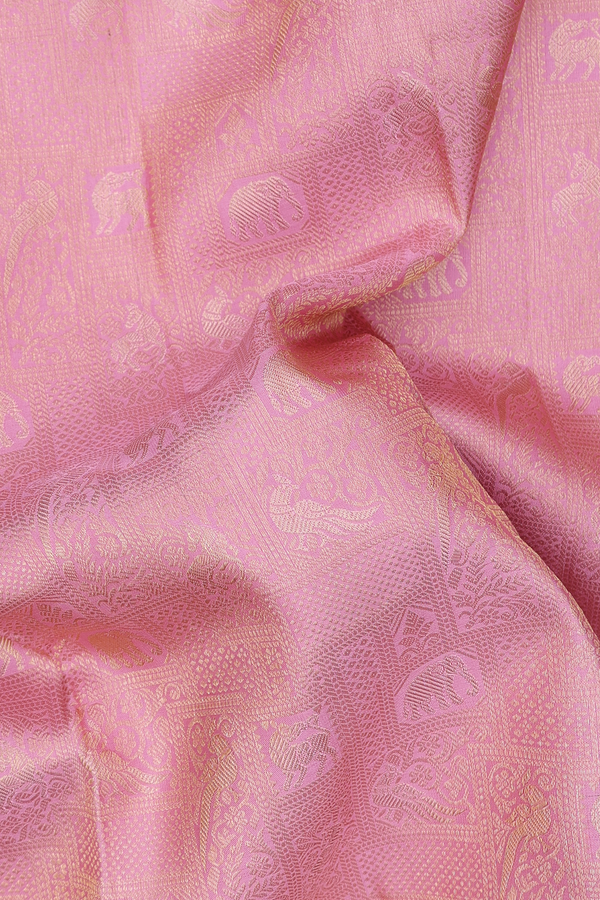 Kanchipuram Silk Saree In Pink With Brocade Design