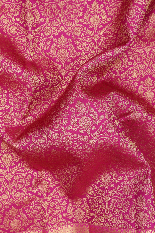 Kanchipuram Silk Saree In Dark Pink With Brocade Design