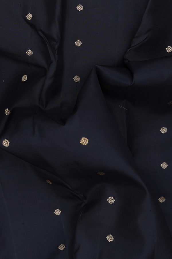 Kanchipuram Silk Saree In Black With Zari Buttas