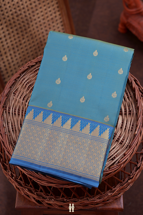 Kanchipuram Silk Saree In Dual Tone With Zari Buttas