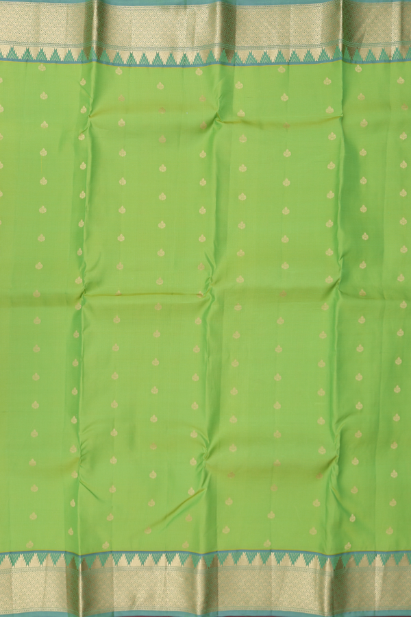 Kanchipuram Silk Saree In Green With Zari Buttis
