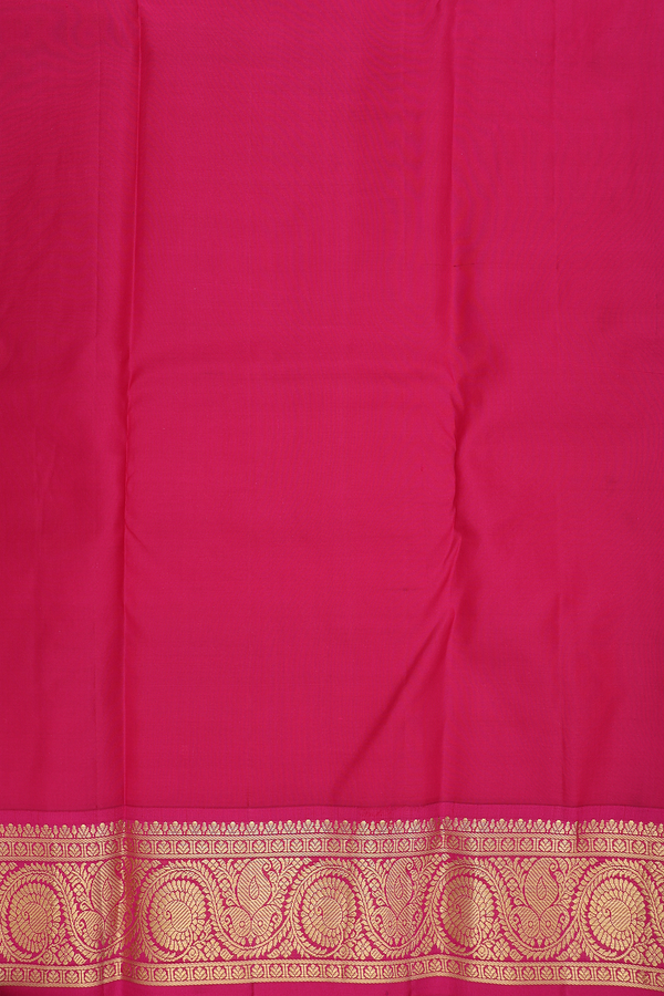 Kanchipuram Silk Saree In Golden Yellow With Floral Buttas