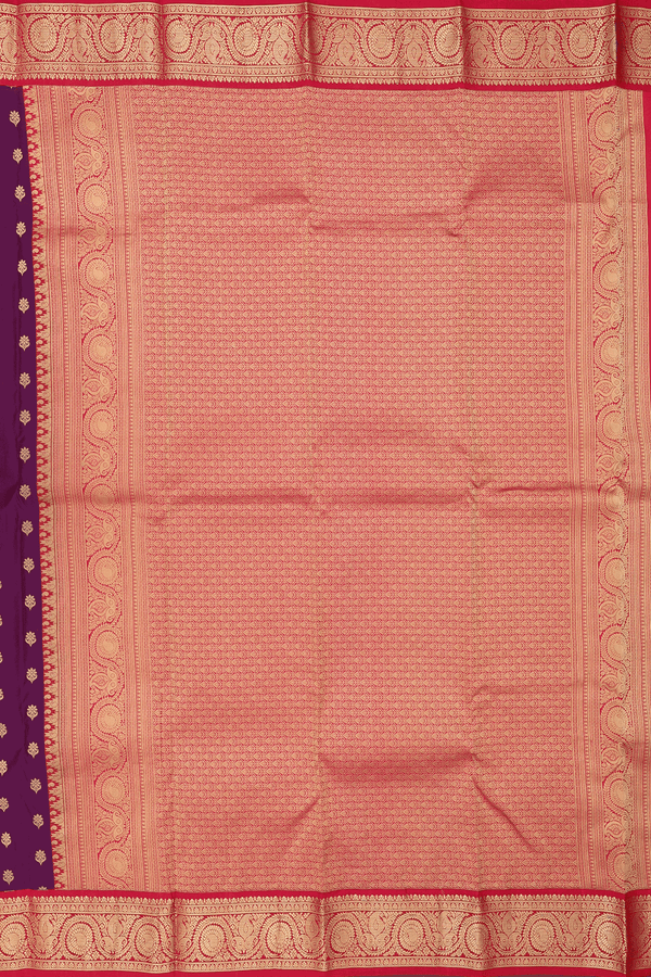 Kanchipuram Silk Saree In Plum Purple With Floral Buttas