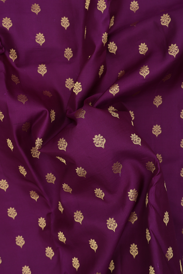 Kanchipuram Silk Saree In Plum Purple With Floral Buttas