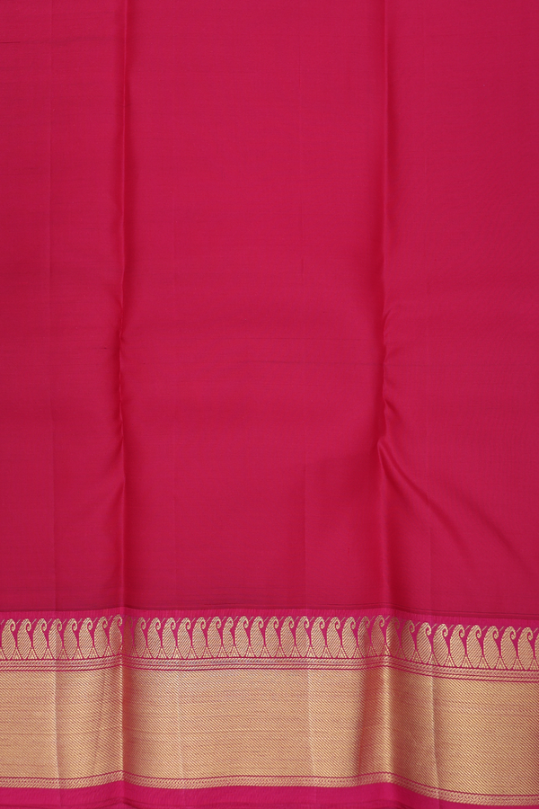 Kanchipuram Silk Saree In Dark Green With Paisley Buttas