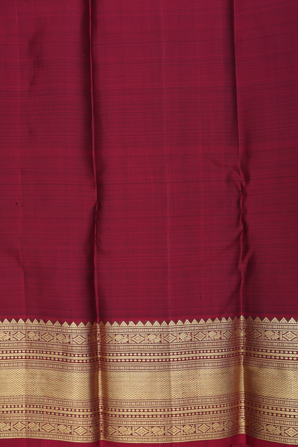 Kanchipuram Silk Saree In Forest Green With Checks Design