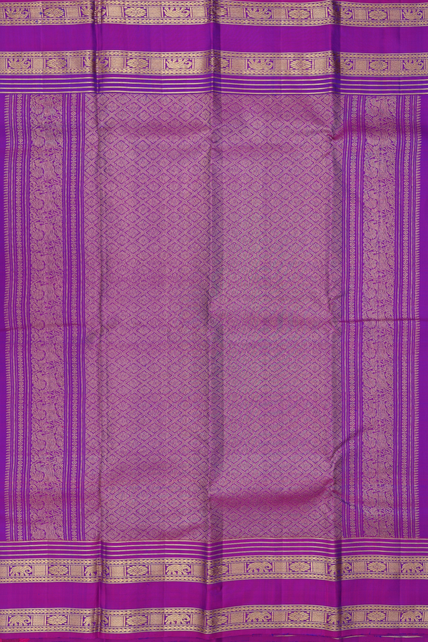 Kanchipuram Silk Saree In Purple With Checks Design