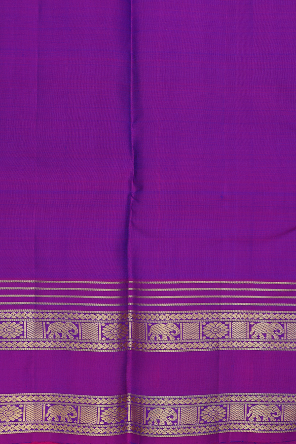 Kanchipuram Silk Saree In Purple With Checks Design