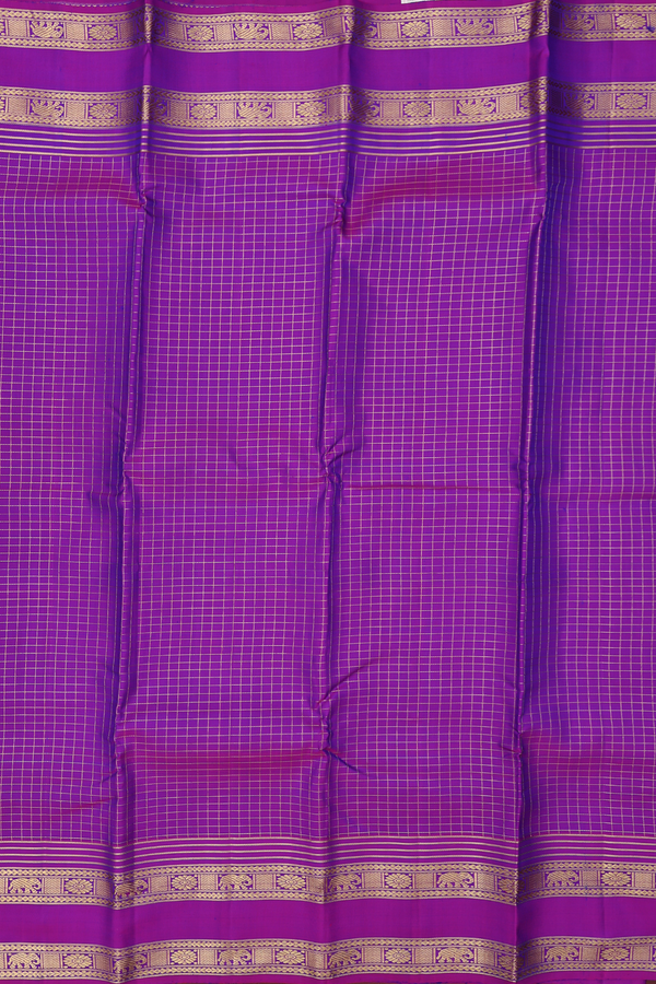 Kanchipuram Silk Saree In Purple With Checks Design