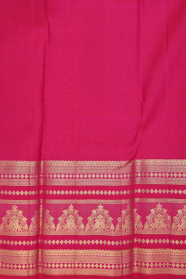 Kanchipuram Silk Saree In Pink With Stripes Design