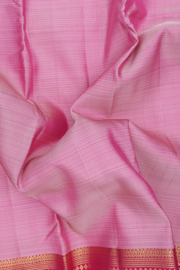 Kanchipuram Silk Saree In Pink With Stripes Design