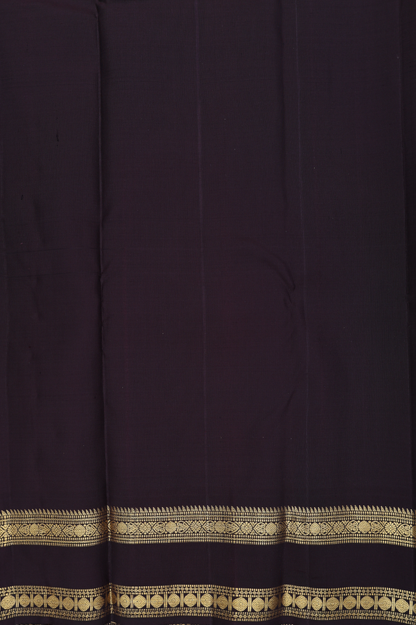 Kanchipuram Silk Saree In Golden Yellow With Stripes Design