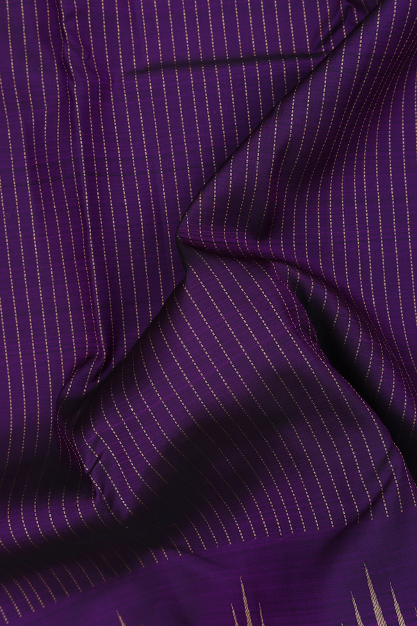 Kanchipuram Silk Saree In Royal Purple With Stripes Design