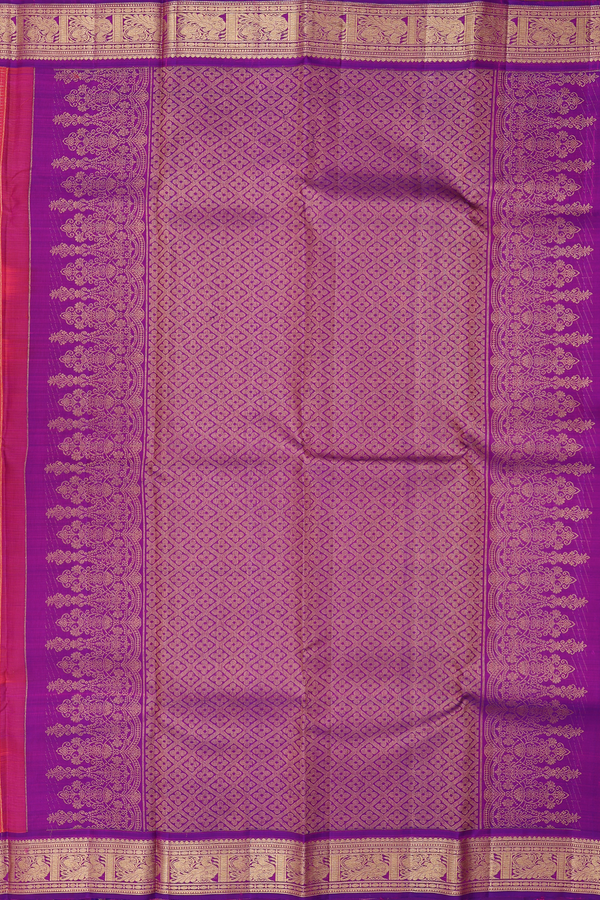 Kanchipuram Silk Saree In Pink With Checks Design