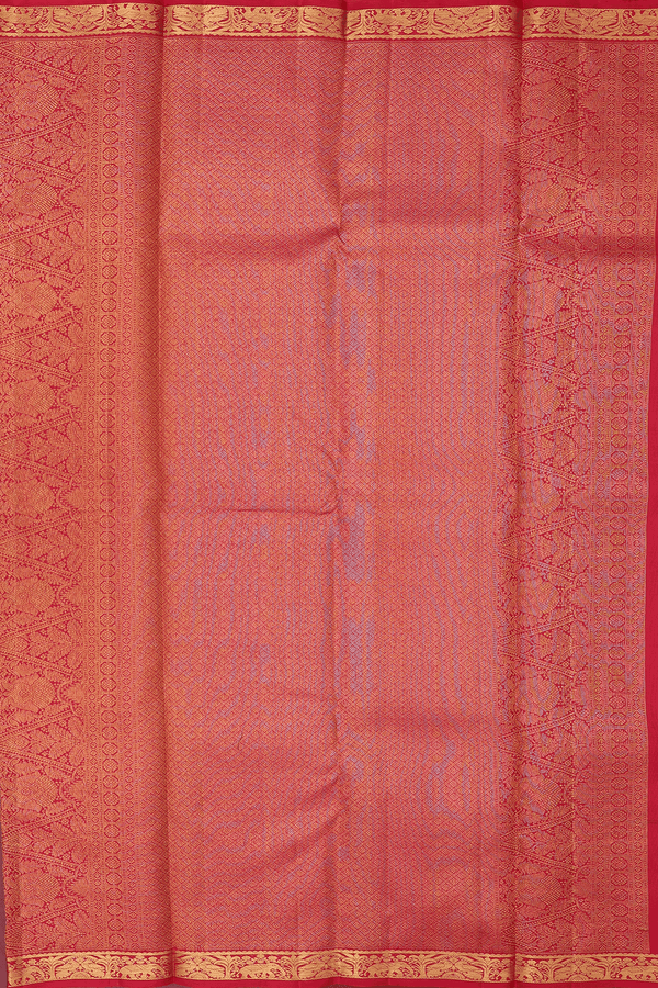Kanchipuram Silk Saree In Burgundy Red With Stripes Design