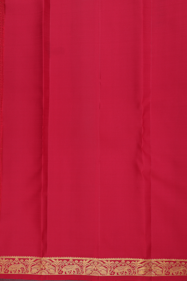 Kanchipuram Silk Saree In Burgundy Red With Stripes Design
