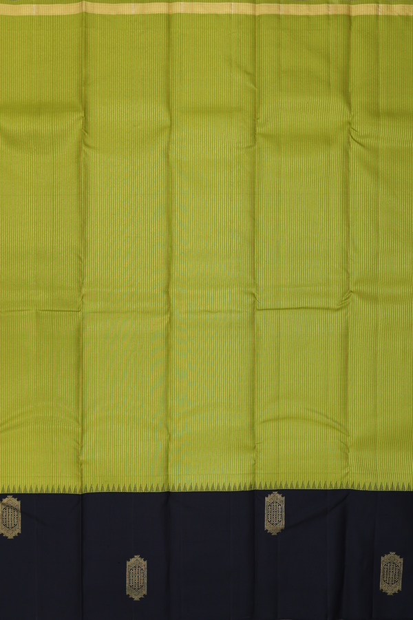 Kanchipuram Silk Saree In Pear Green With Stripes Design