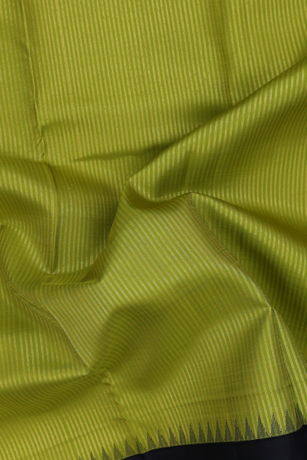 Kanchipuram Silk Saree In Pear Green With Stripes Design