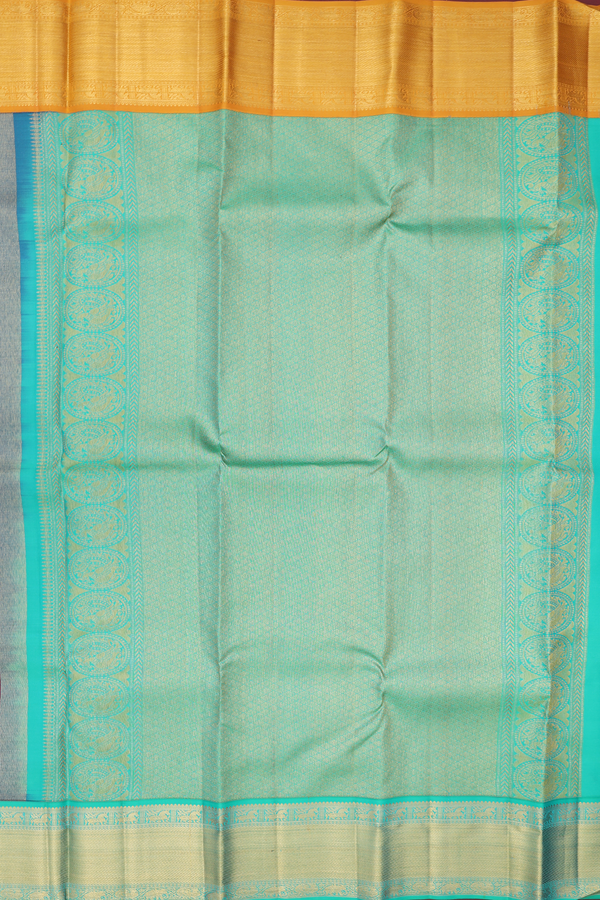 Kanchipuram Silk Saree In Burgundy Red With Peacock Buttas