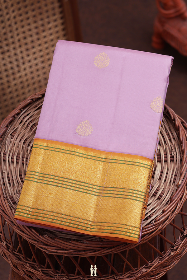 Kanchipuram Silk Saree In Dusty Lavender With Zari Buttas