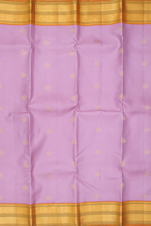 Kanchipuram Silk Saree In Dusty Lavender With Zari Buttas