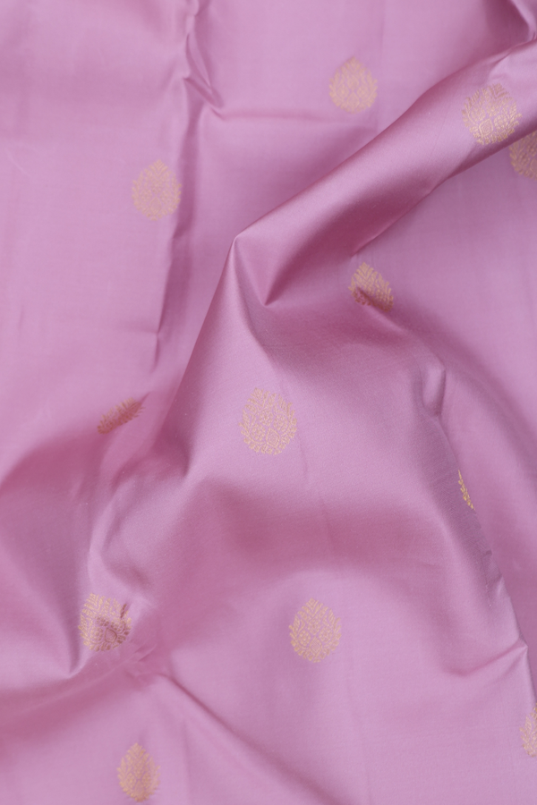Kanchipuram Silk Saree In Dusty Lavender With Zari Buttas