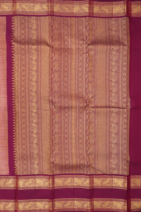 Kanchipuram Silk Saree In Cream Color With Checks Design