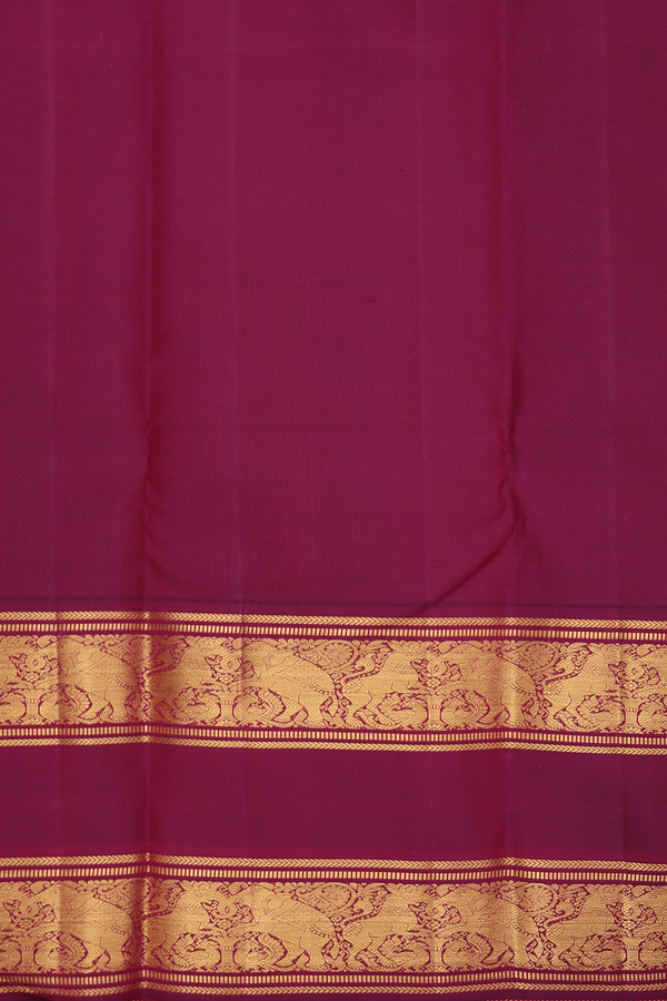 Kanchipuram Silk Saree In Cream Color With Checks Design