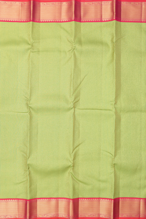 Kanchipuram Silk Saree Green And Yellow With Checks Design