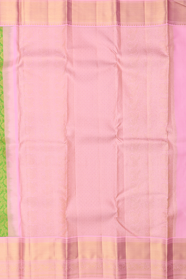 Kanchipuram Silk Saree In Green With Floral Design