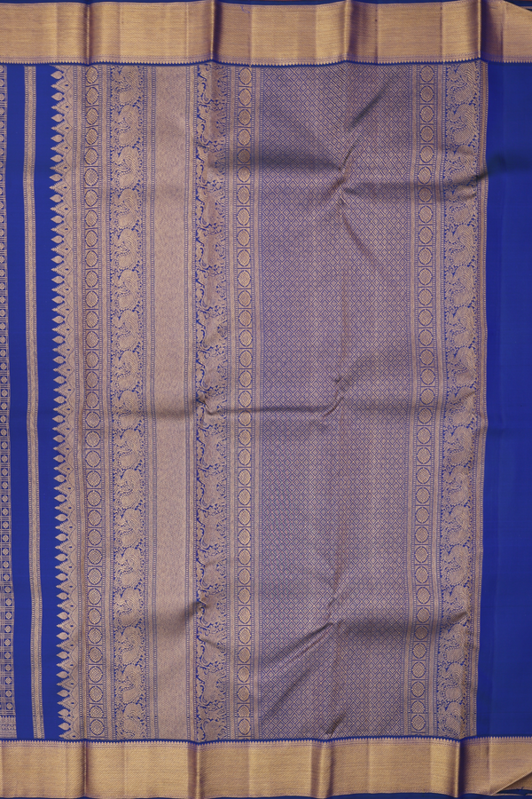 Kanchipuram Silk Saree In Cobalt Blue With Brocade Design
