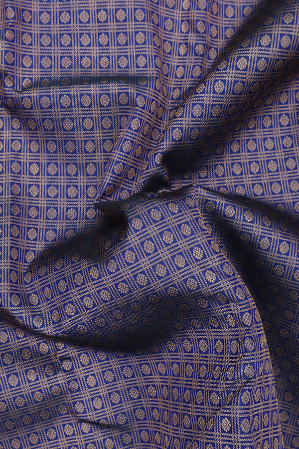 Kanchipuram Silk Saree In Cobalt Blue With Brocade Design
