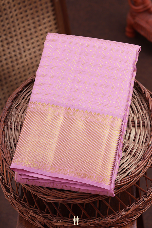 Kanchipuram Silk Saree In Pink With Checks Design