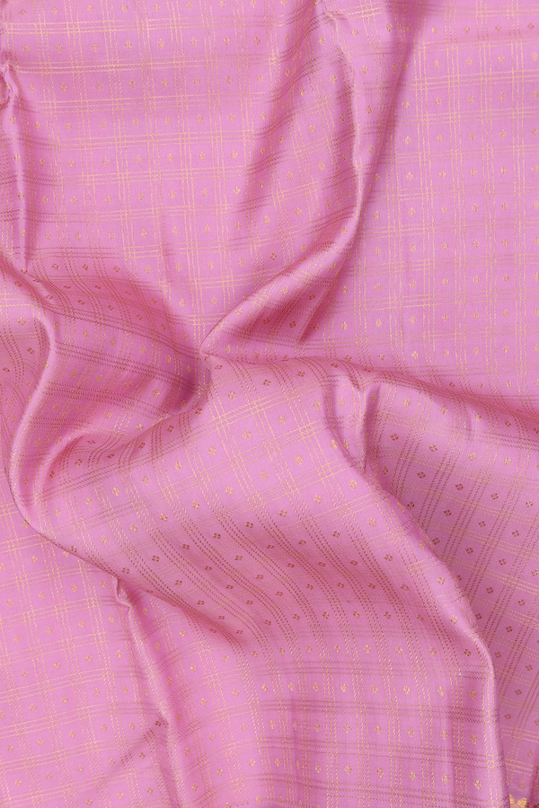 Kanchipuram Silk Saree In Pink With Checks Design