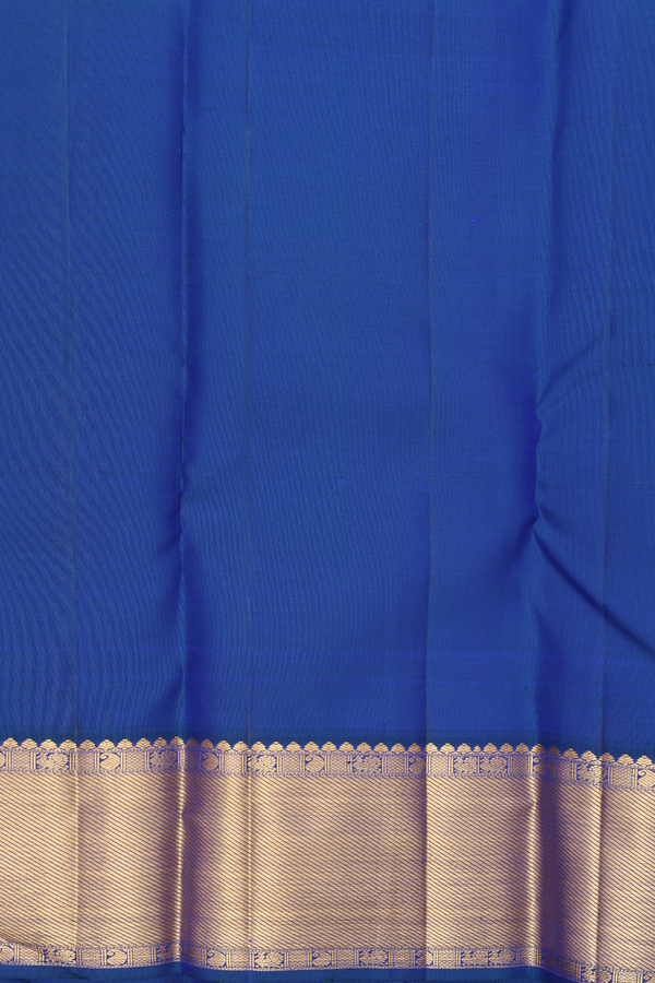 Kanchipuram Silk Saree In Cobalt Blue With Checks Design