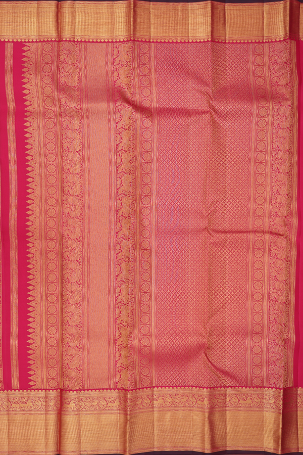 Kanchipuram Silk Saree In Rose Red With Brocade Design