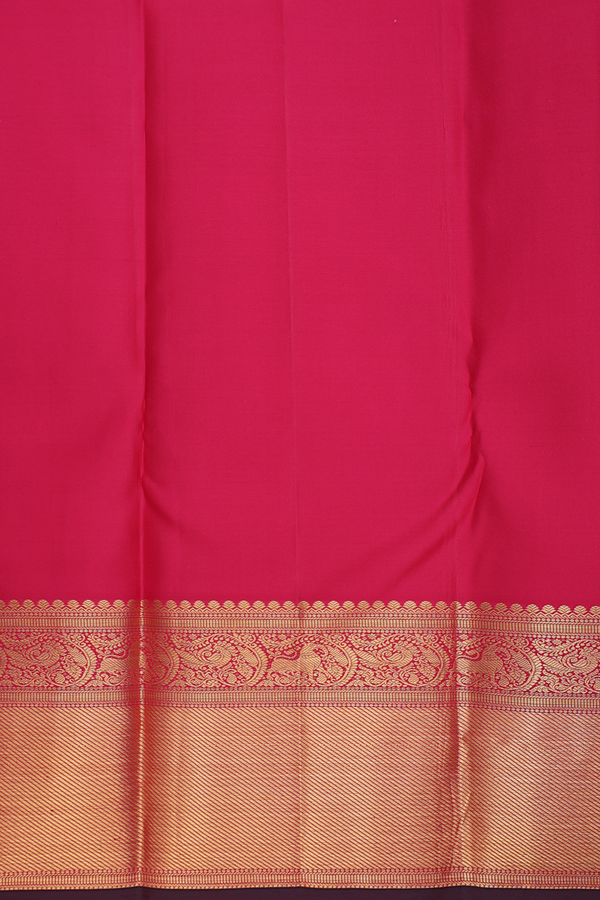 Kanchipuram Silk Saree In Rose Red With Brocade Design
