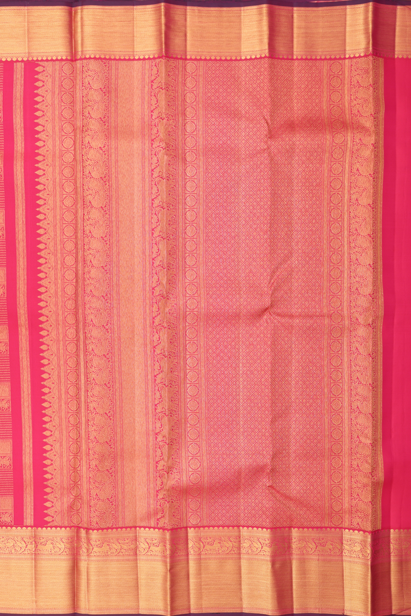 Kanchipuram Silk Saree In Reddish Pink With Brocade Design