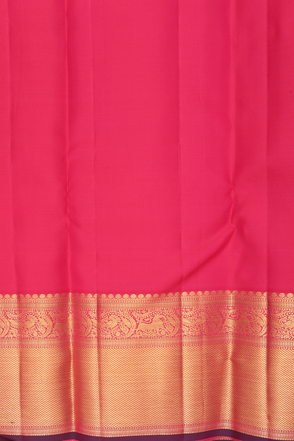Kanchipuram Silk Saree In Reddish Pink With Brocade Design