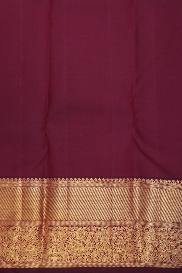 Kanchipuram Silk Saree In Dark Burgundy With Brocade Design