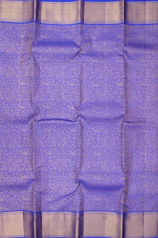Kanchipuram Silk Saree In Blue With Vanasingaram Design