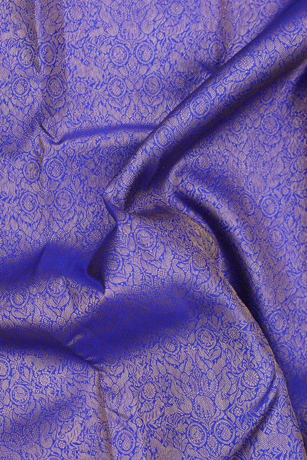 Kanchipuram Silk Saree In Blue With Vanasingaram Design