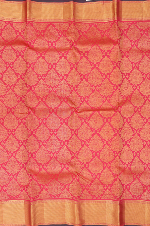 Kanchipuram Silk Saree In Reddish Pink With Brocade Design