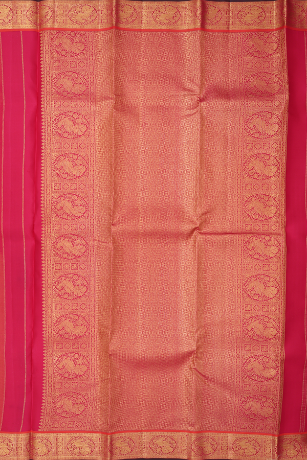 Kanchipuram Silk Saree In Yellow With Peacock Buttas