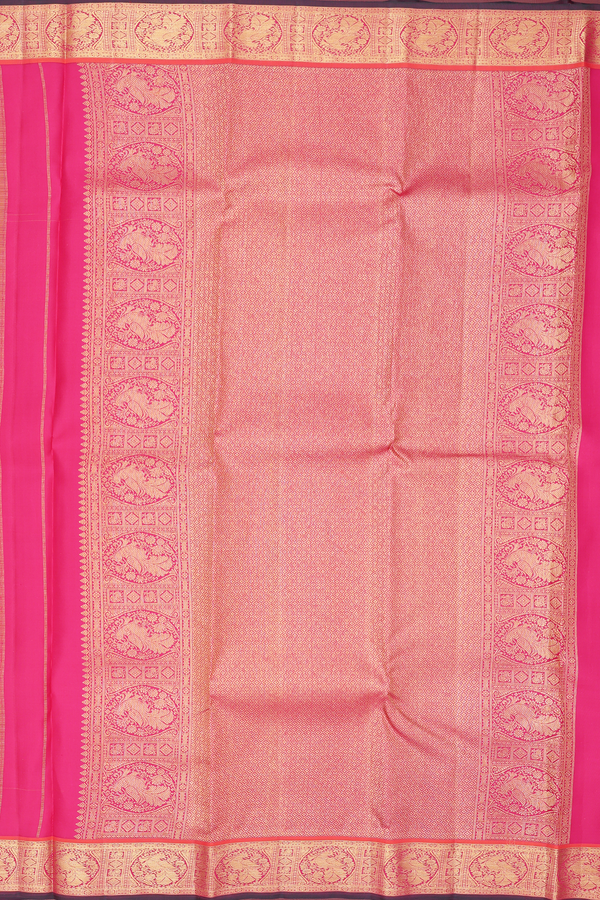 Kanchipuram Silk Saree In Yellow With Peacock Buttas